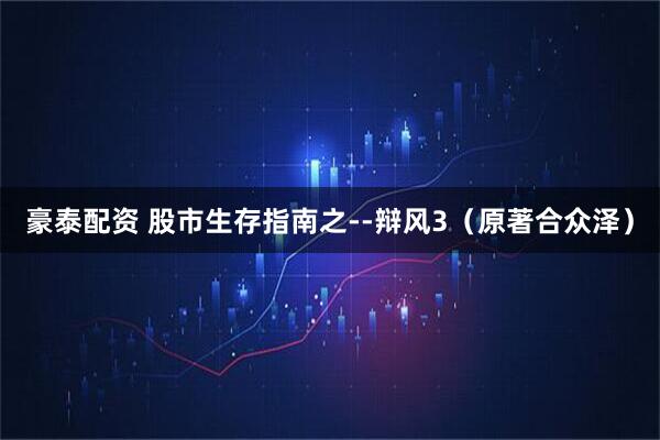 豪泰配资 股市生存指南之--辩风3（原著合众泽）